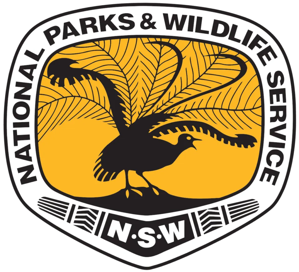 National Parks and Wildlife Service NSW logo showing a lyrebird in a yellow badge