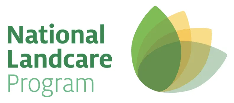 National Landcare Program logo with green and yellow leaves